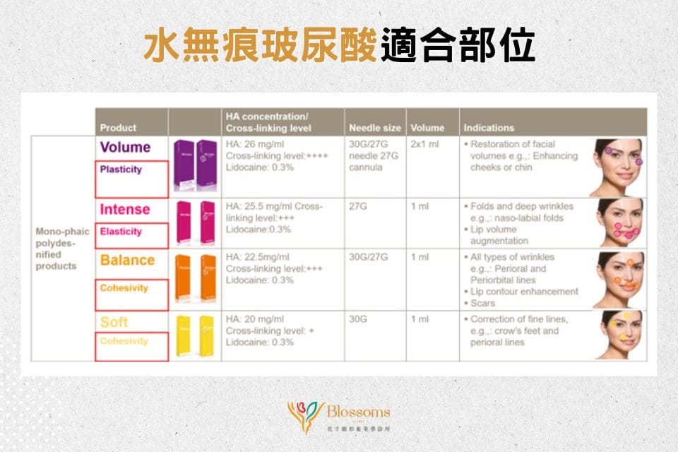 水無痕玻尿酸施打部位