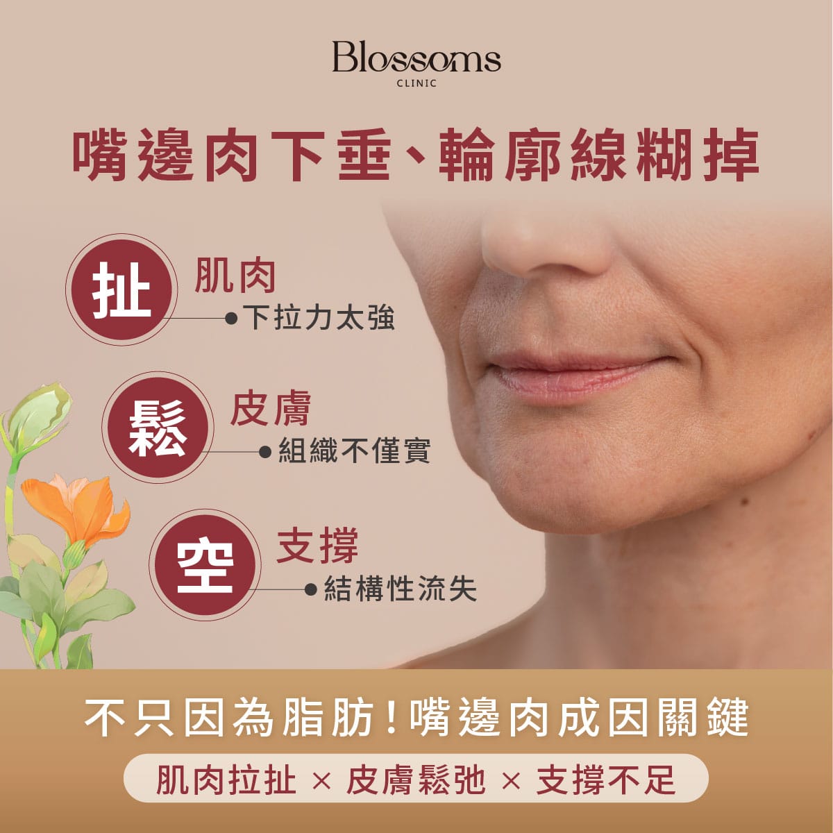 嘴邊肉下垂、輪廓線糊掉
